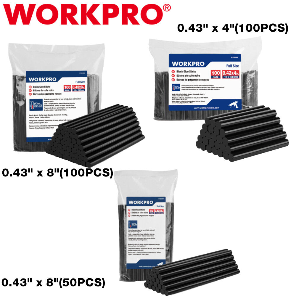 WORKPRO 50PC/10PC Hot Glue Sticks Black Hot Melt Adhesive Glue Sticks