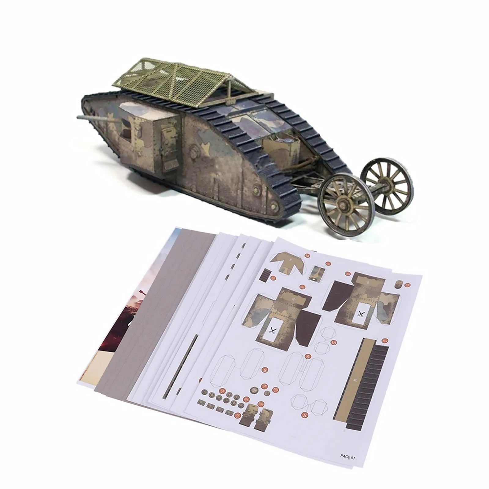 Diy 1:35 Scale Wwi British Mark.i Male Tank Paper Model Military