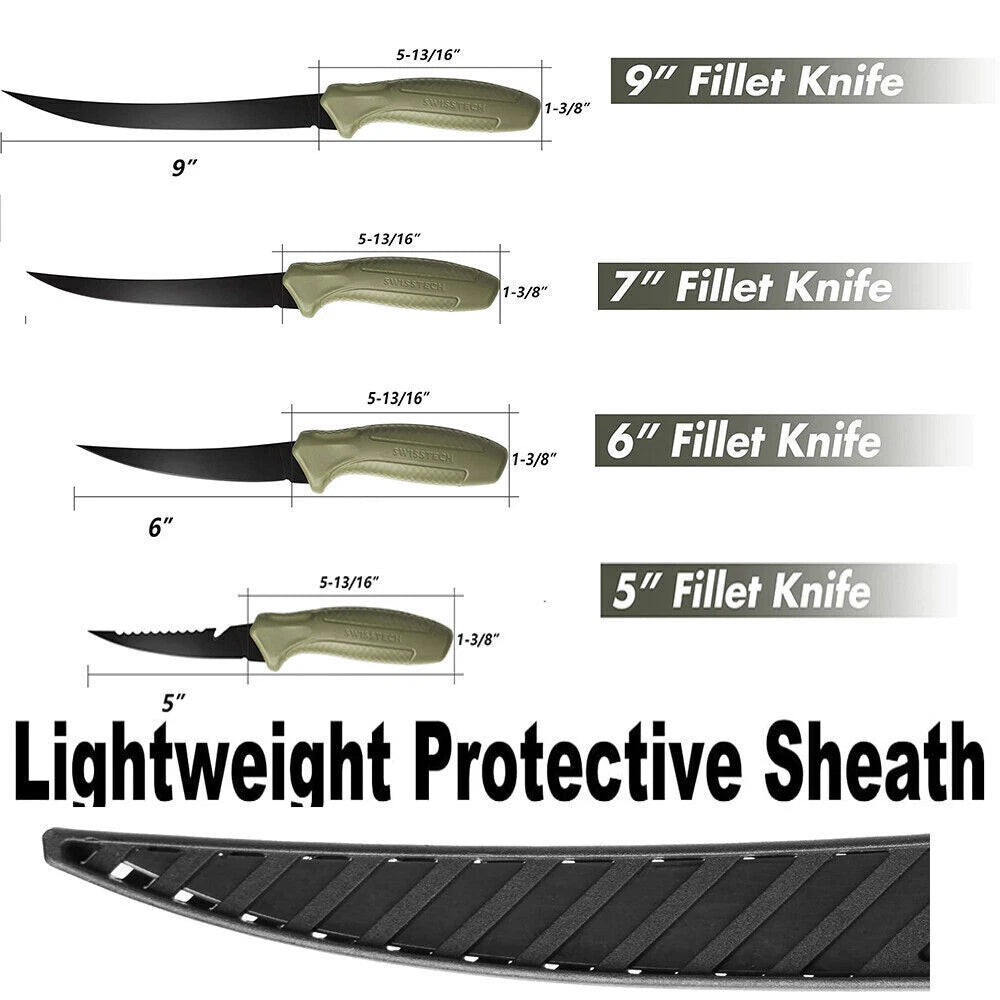 5"/6"/7"/9" Fillet Knife Fishing Knife For Filleting Boning W/sheath