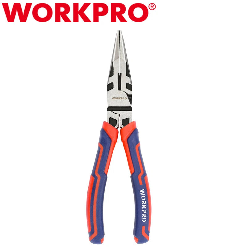 WORKPRO Premium 8" Needle Nose Pliers Heavy-Duty CRV Steel Paper Clamp Precision