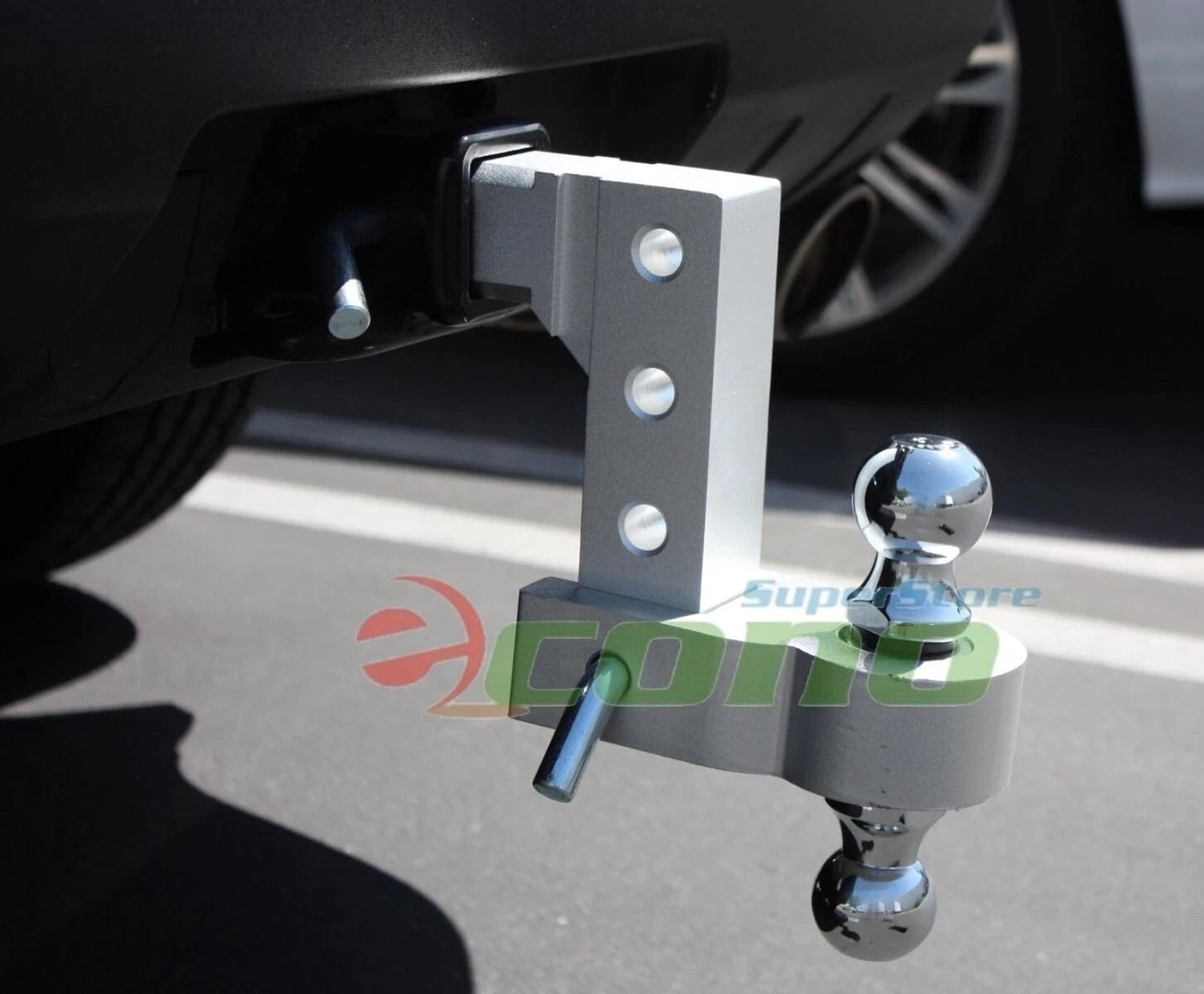 Aluminum 6" Drop Adjustable Tow W/dual Hitch Ball 2",2-5/16"