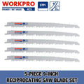 Workpro 5-piece 9-inch Wood Pruning Reciprocating Saw Blade Set, 5tpi
