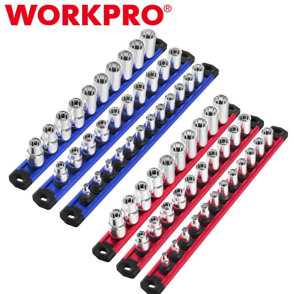 WORKPRO Magnetic Socket Organizer Set 6-PACKS 1/4" 3/8" 1/2" Drive