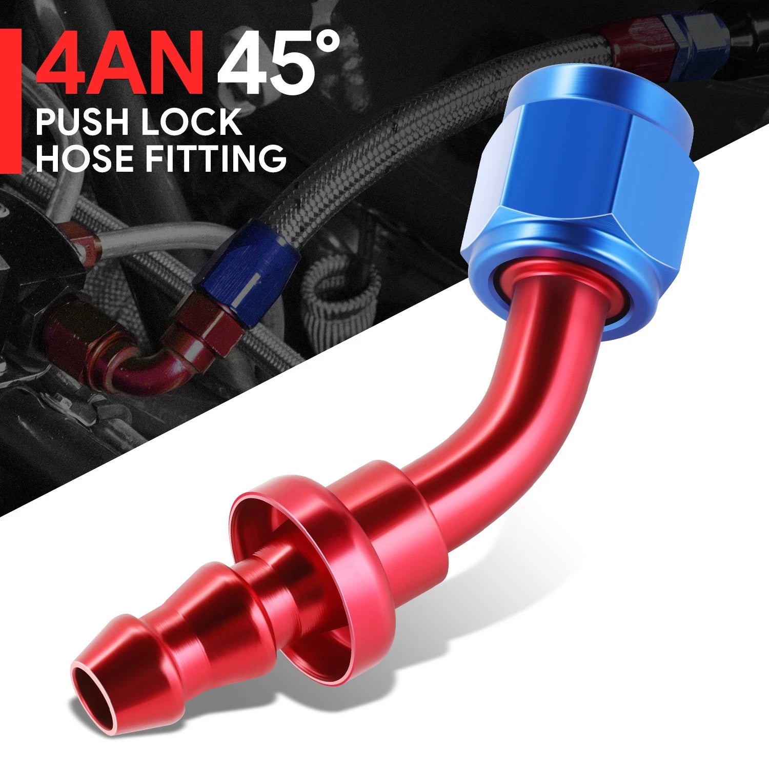 Aluminum An4 4-an 45 Degree Swivel Oil/fuel Line Hose End Push-on