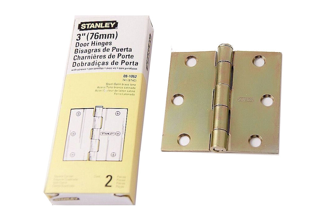 6pc/3pair-Pack Stanley 08-1062 3"/76mm Heavy Duty Door Hinges with