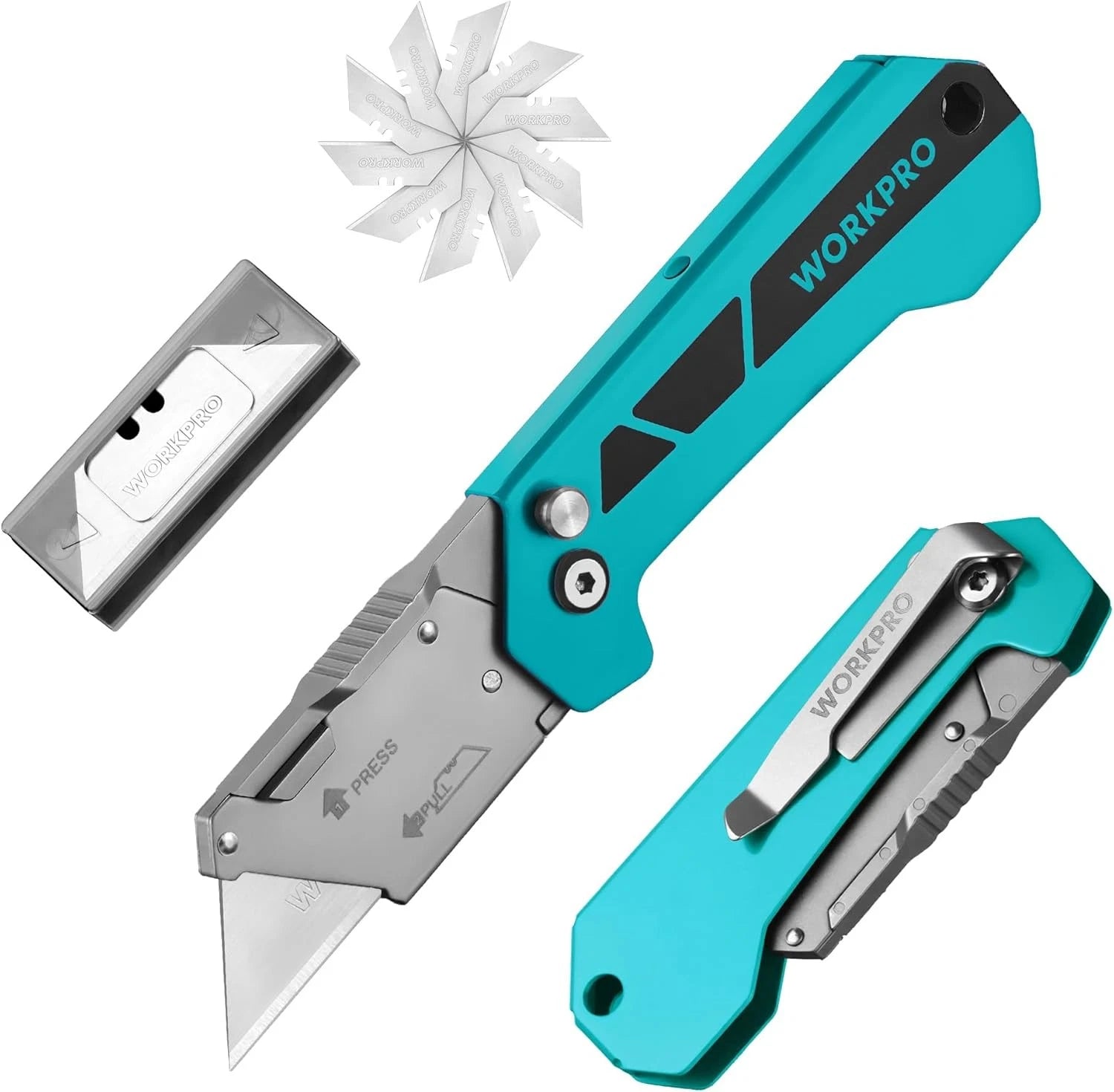 Workpro Folding Utility Knife Box Cutter Quick Change Blade Razor