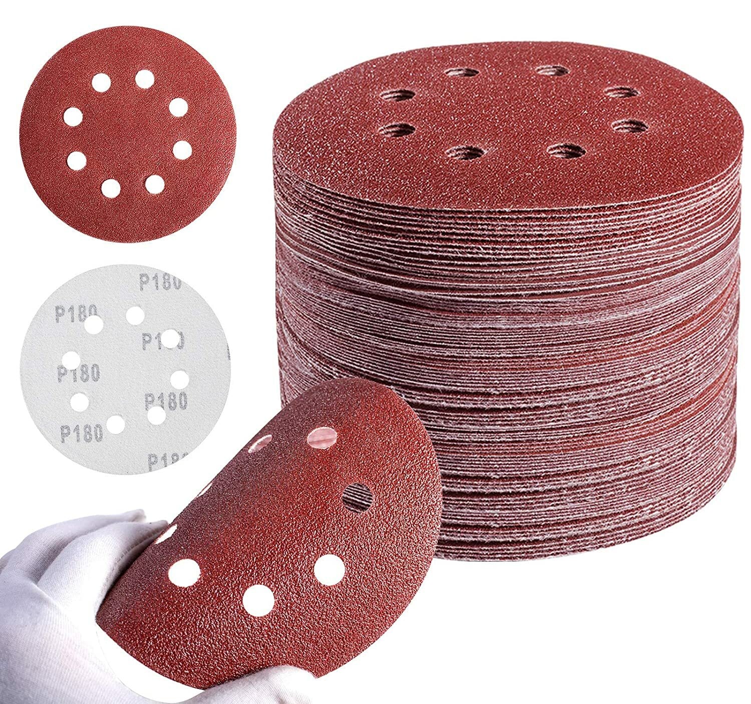 100 Pack 5" Sanding Discs Assorted Grits by Unbranded
