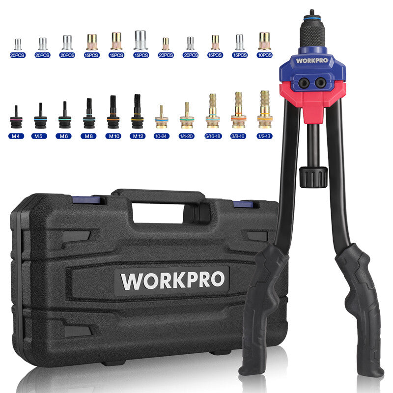 WORKPRO 16" Rivnut Tool Kit 11 Metric & SAE Mandrels