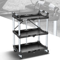 Silver 3 Level Folding Service Cart With Casters | Built Supply Co