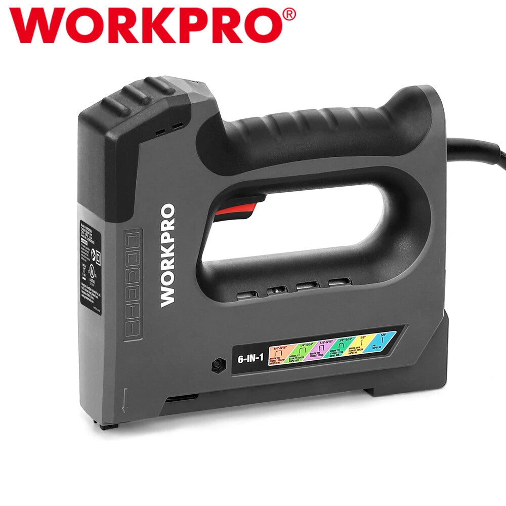 Workpro 110V 6 In 1 Staple Gun Corded Electric Stapler Tacker Brad