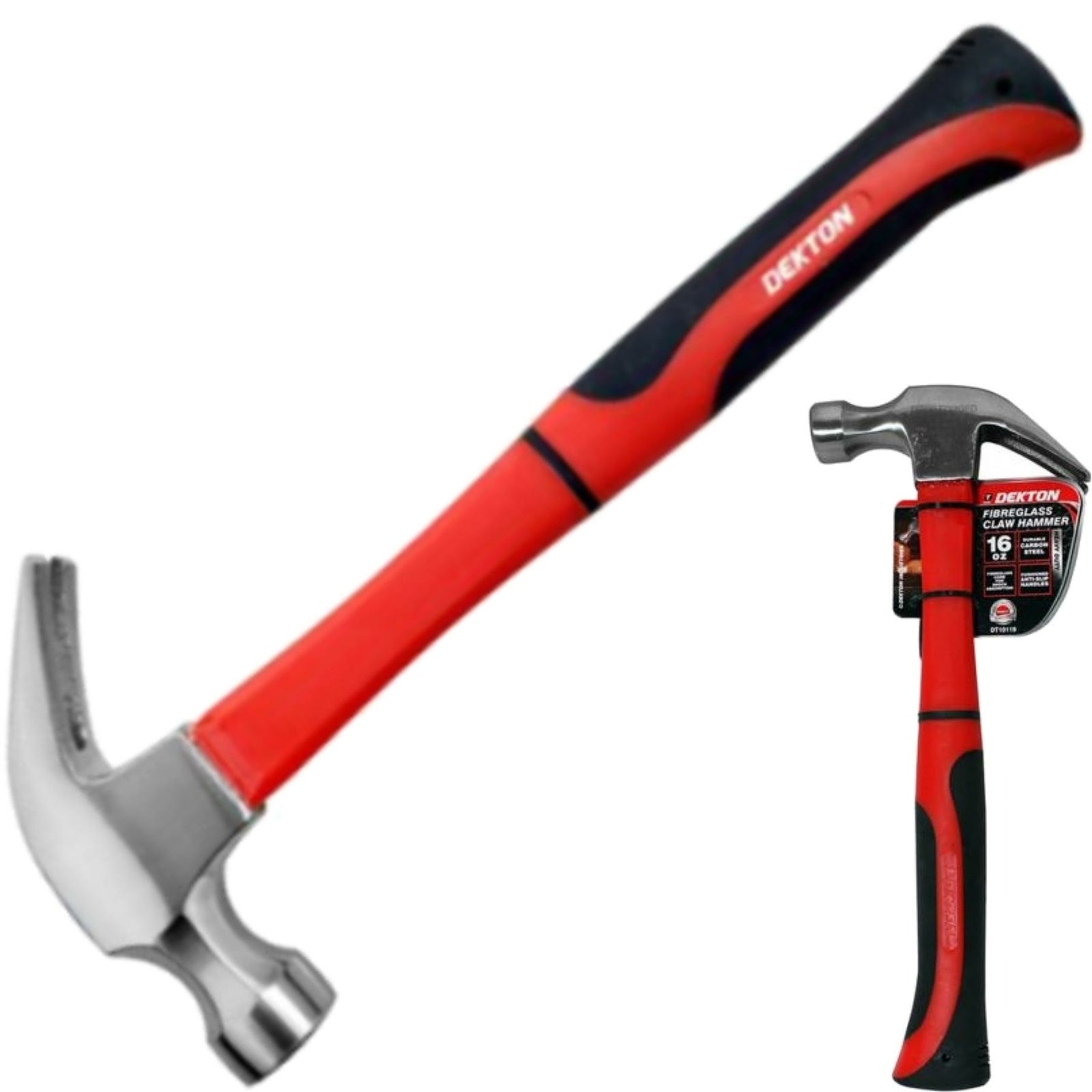 Dekton 16oz Claw Hammer Rubber Grip Handel Hardened Fib