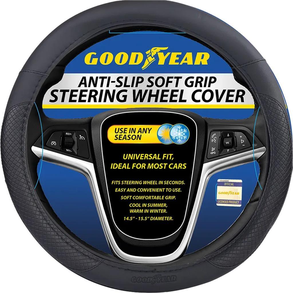Goodyear Steering Wheel Glove Cover Soft Grip Black Mat Leather Look