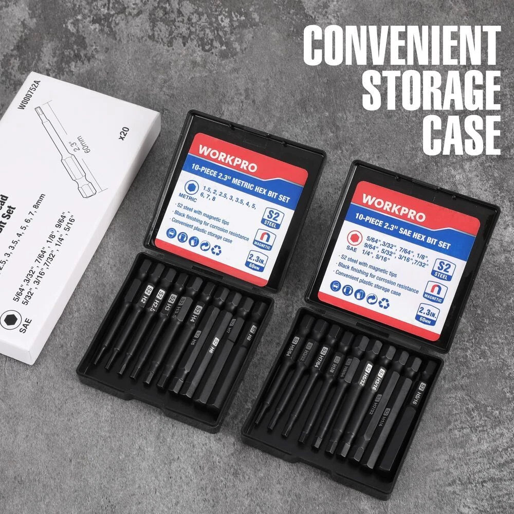 Workpro Hex Head Allen Wrench Drill Bit Set Cnc Machined S2 Steel