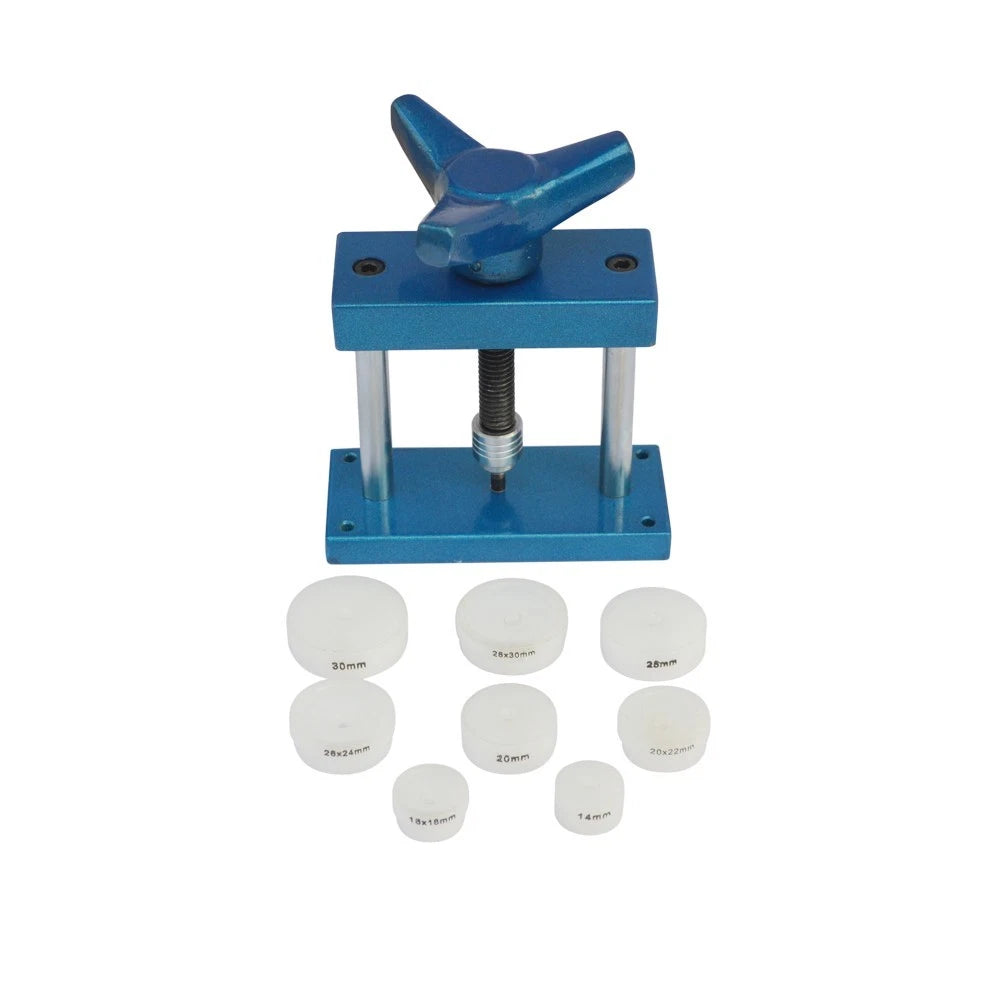 Watch Case Closing Press Tool With 8 Dies–5 Threaded (14mm To 30mm)