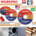 WORKPRO 4-1/2" 20 Pack Cut off Wheels Metal Stainless Steel Grinder