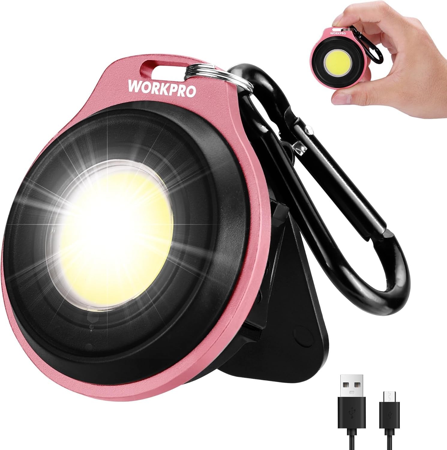 WORKPRO Rechargeable COB Keychain Work Light Magnetic Flashl