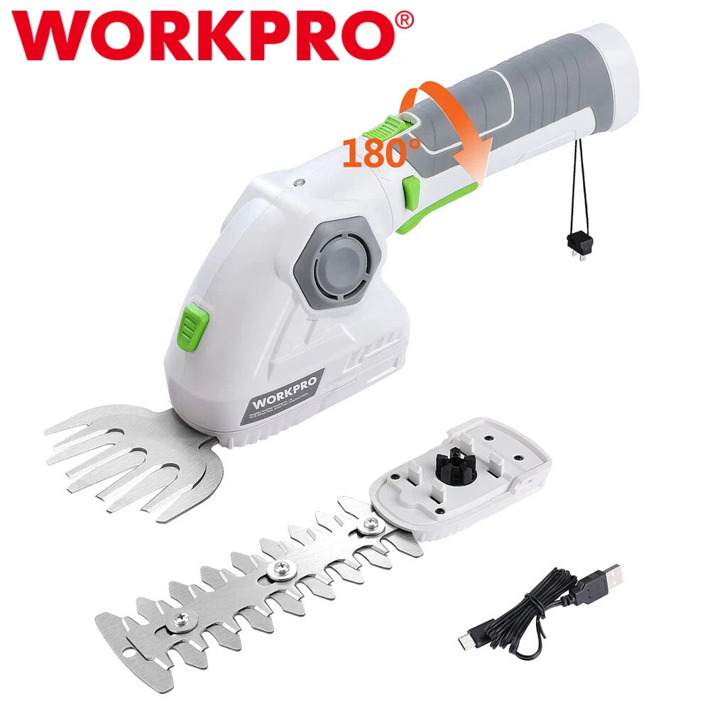 WORKPRO 7.2V 2.0Ah Cordless Grass Shear &amp; Shrubbery Trimmer 2 in 1 Trimmer Hedge