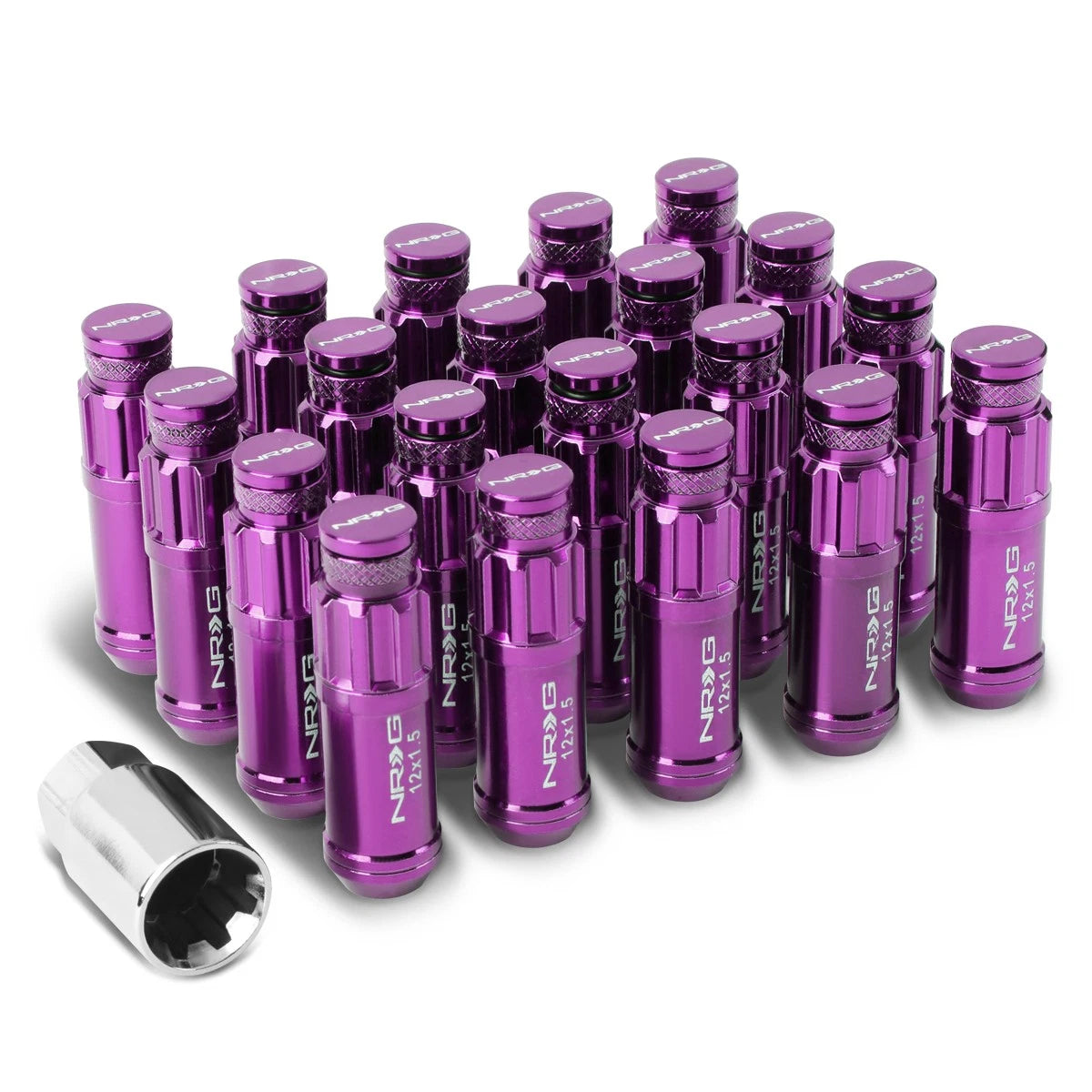 Nrg Purple Steel M12 X 1.5 Close End Spline Drive Lug Nuts W/dust