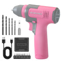 WORKPRO Pink 8V Cordless Electric Drill Driver Set 15pcs Bit 3/8'' Keyless Chuck