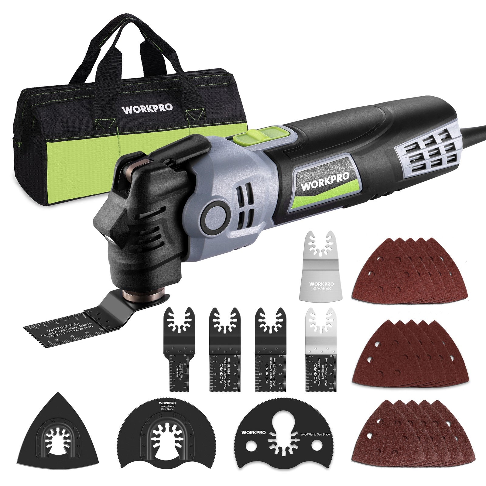 WORKPRO 400W Oscillating Multi-Tool with LED Light by WORKPRO