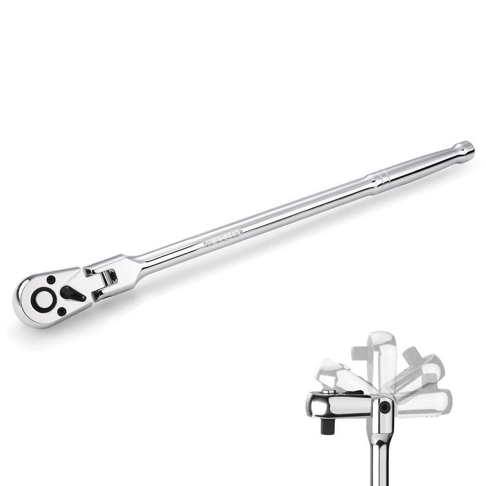 WORKPRO 12" 1/4" Dr Extra Long Flex Head Ratchet Handle Quick Release Reversible