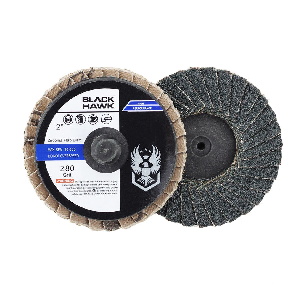 10 Pack - 2" Mini Flap Discs 80 Grit Quick Change Sanding Roloc Style Type R