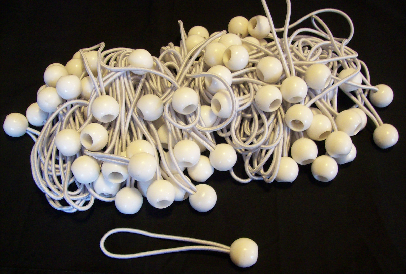 25 White 6" Ball Bungee Tie Down Cords