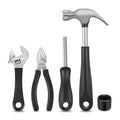 17 Pcs Yellow Home Repair Hand Tool Set Toolbox Hammer Plier Wrench