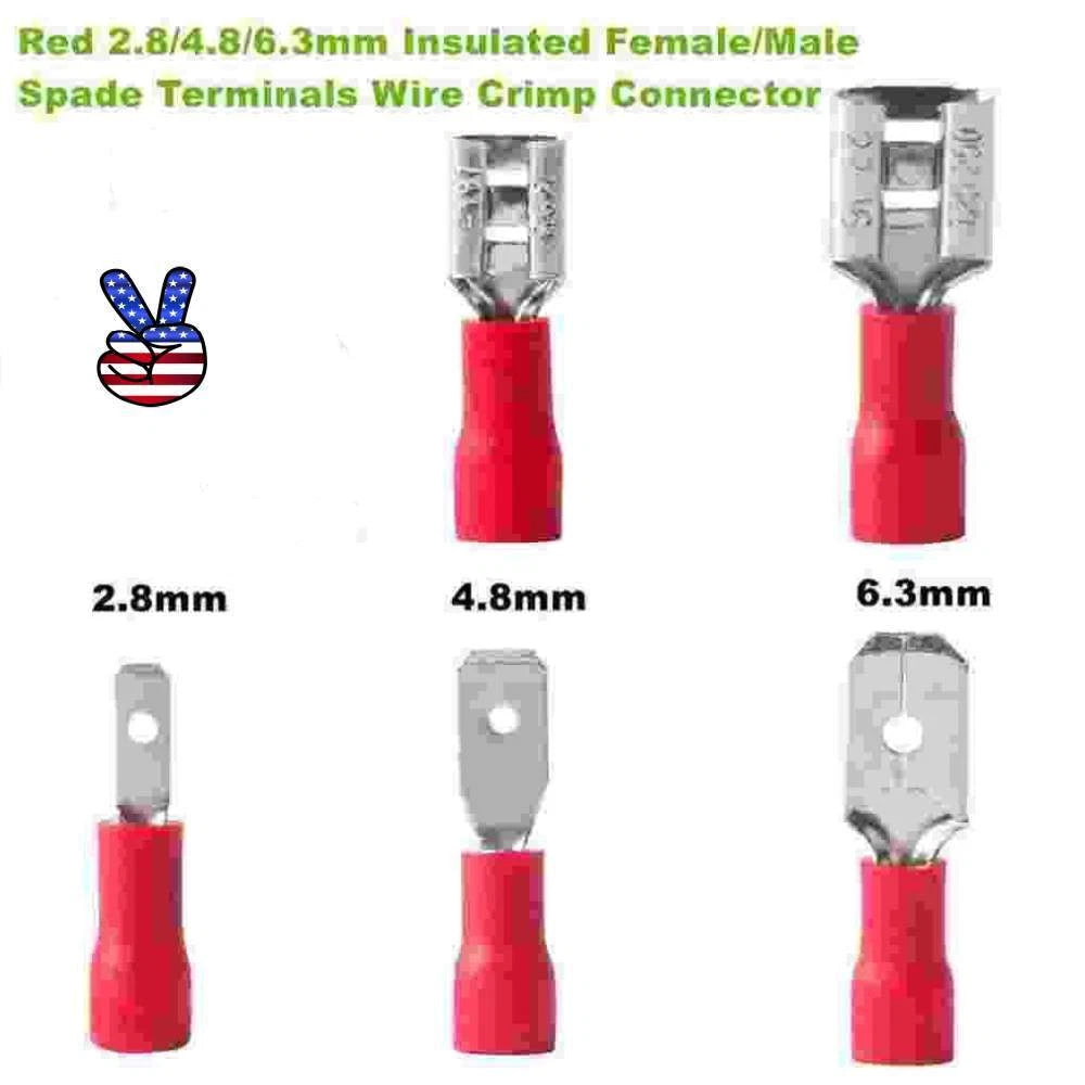 2.8/4.8/6.3mm Insulated Female Male Spade Terminals Wire Connectors