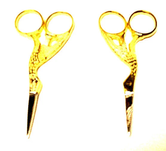 2 Gold Stork Sewing Embroidery Craft Scissors 3-1/2"