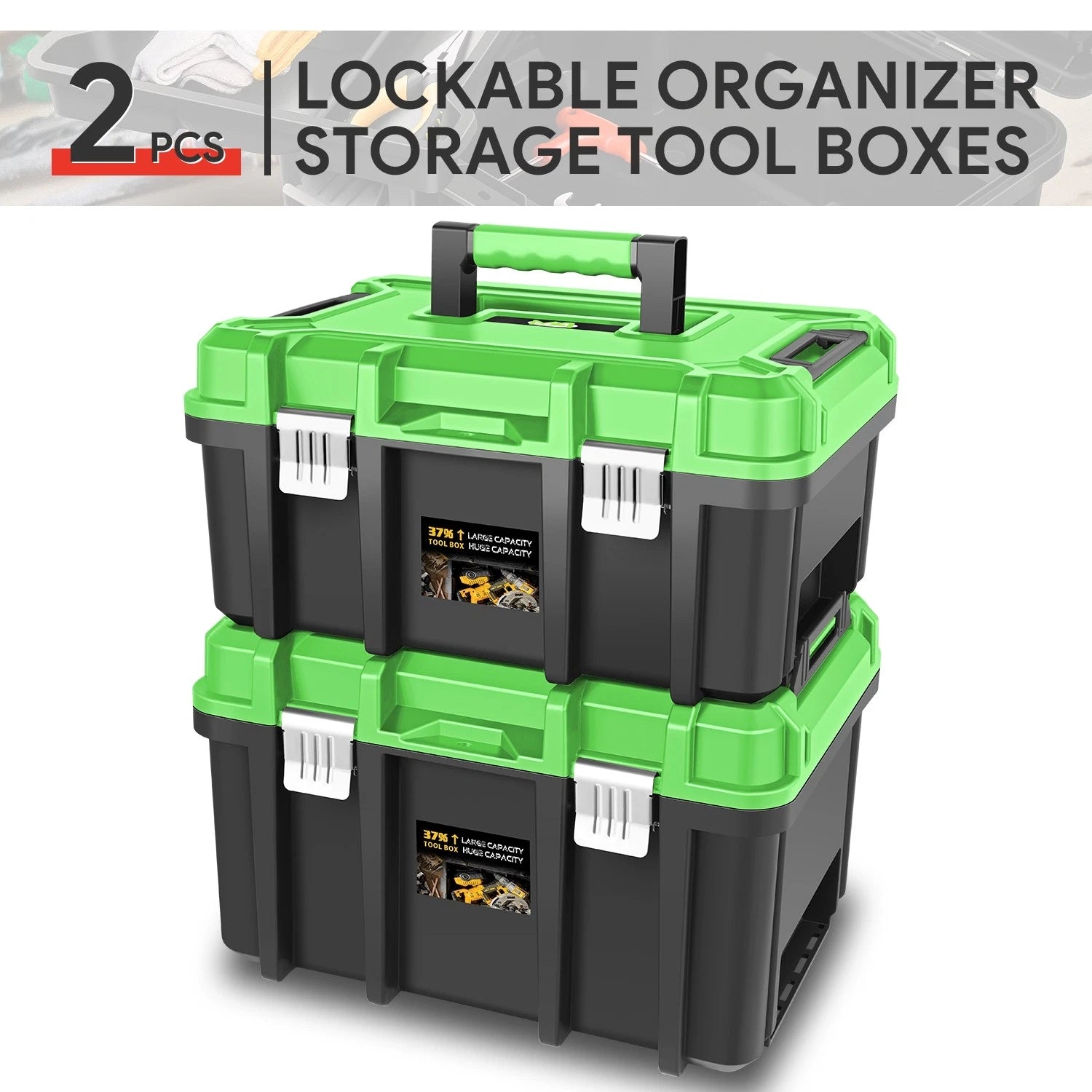 ‎17.32"l X 13"w X 18.5"h Workbench Garage Car Trunk Green Tool Box