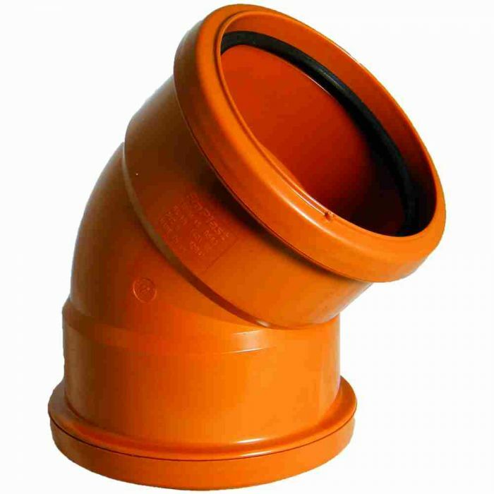 Floplast 110mm Underground 45° Bend Double Socket