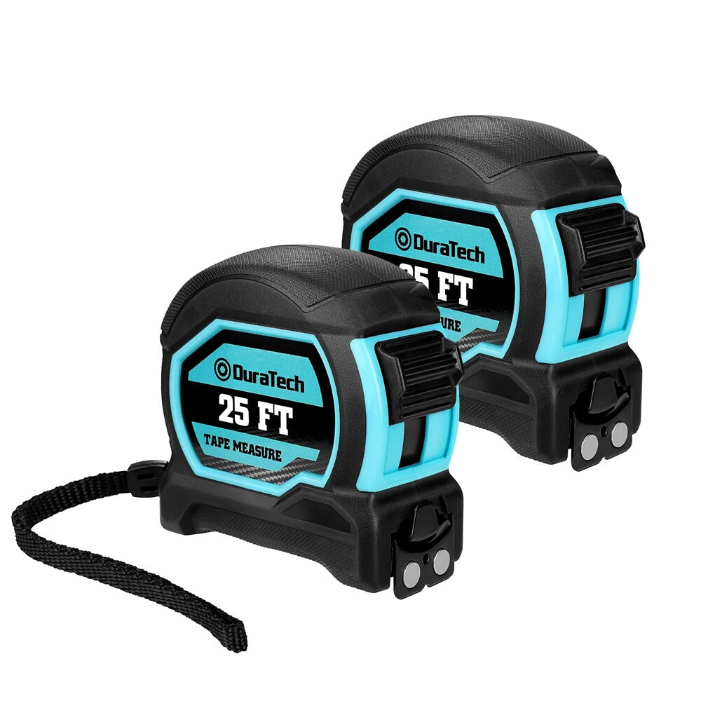 Duratech 2PC 25ft Magnetic Tape Measure Fractions 1/8 Retractable