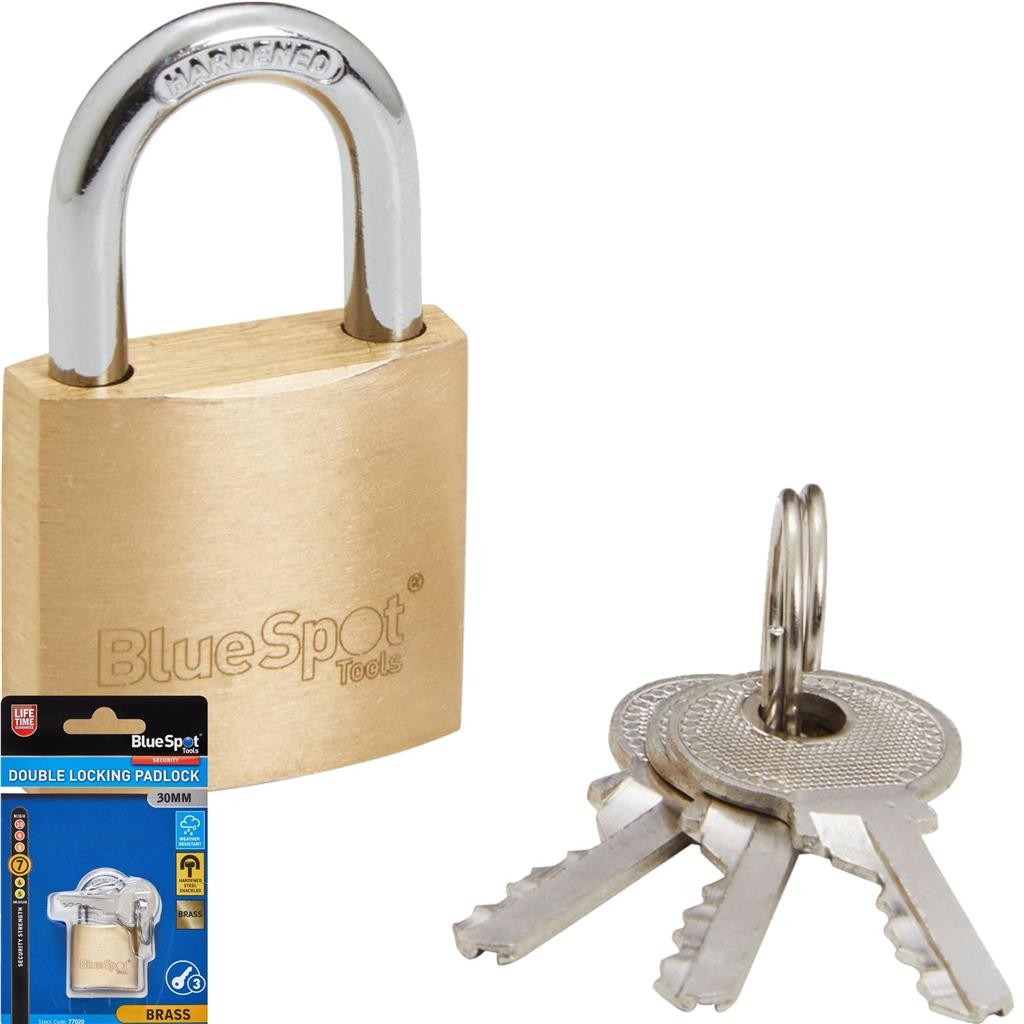 BlueSpot 30mm Double Locking Brass Padlock