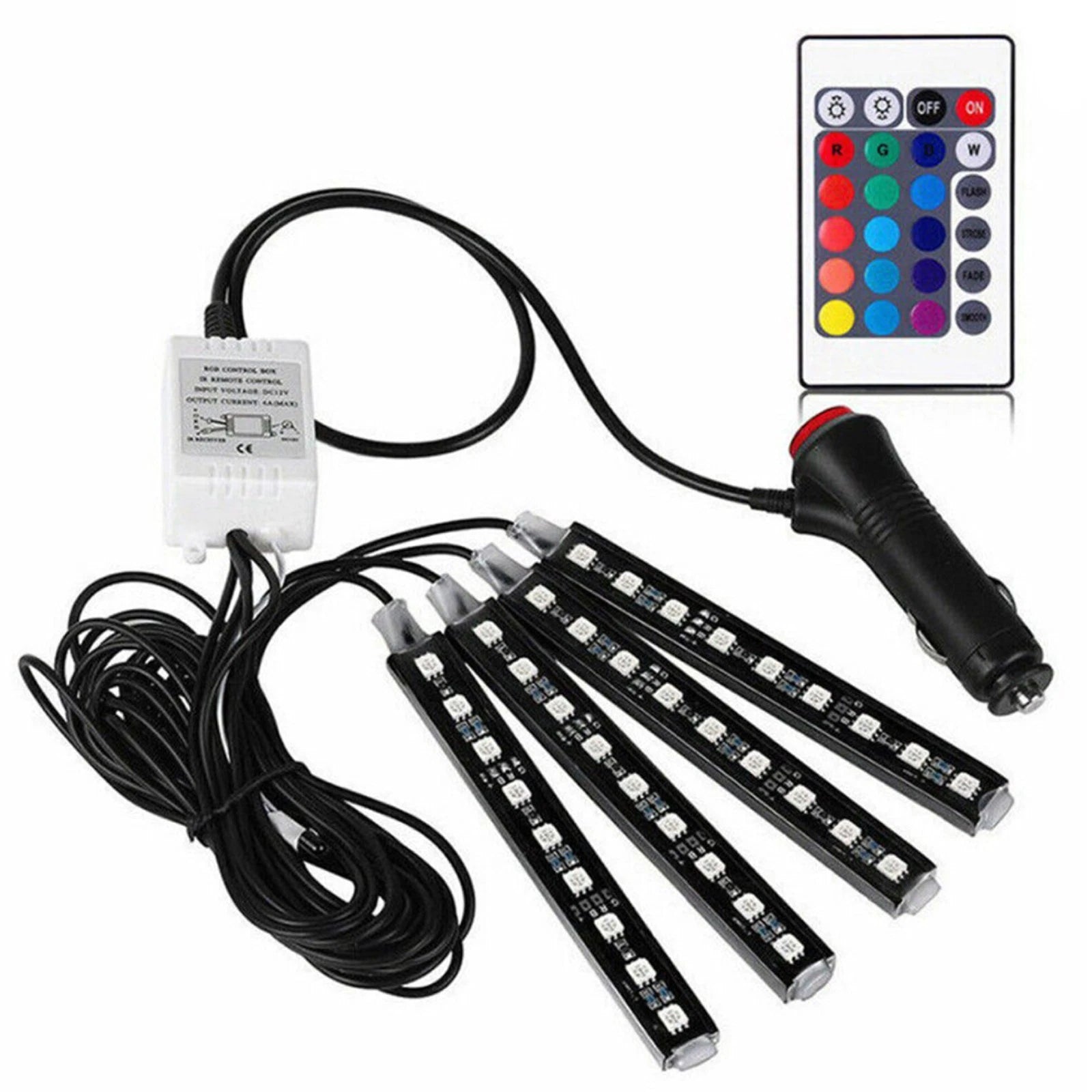 Dc 12V Car Rgb Led Interior Light Bar Floor Decorative Atmosphere