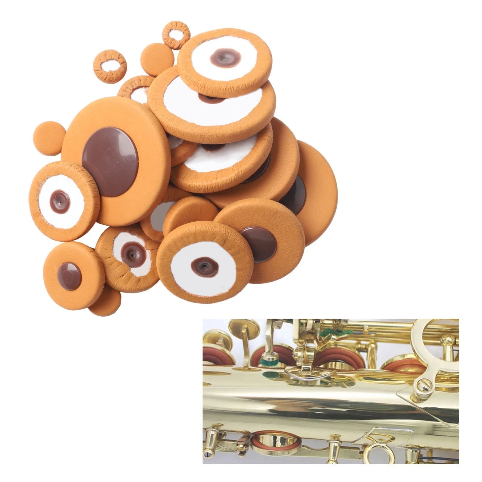 Affordable For Tenor Saxophone Leather Pads 14 Sizes Replacement Kit
