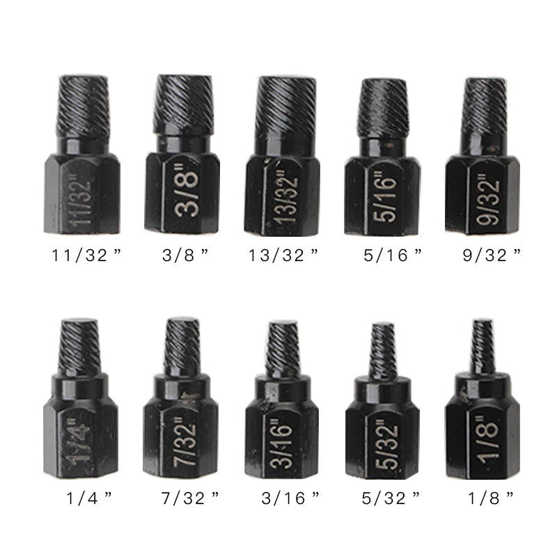 3.17-10.3mm Screw Extractor Set Hex Head Sprial Screw Rust Bolt