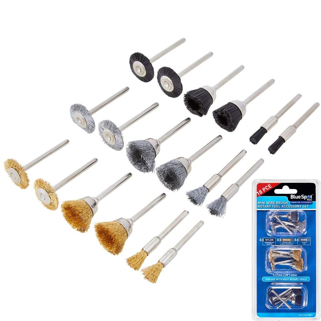 BlueSpot 18pc Mini Wire Brush Set for Dremel by BlueSpot