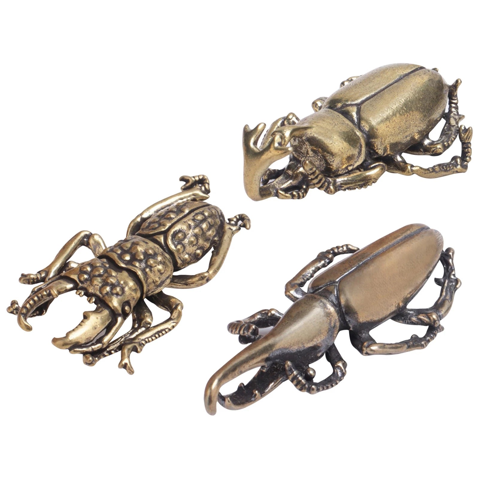 3 Insects Decorative Craft Statue Home Ornaments Animal Gifts Brass