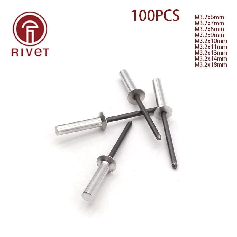 100pcs M3.2 DIN 15974 Countersunk Head Closed End Blind Rivet Sealed Water
