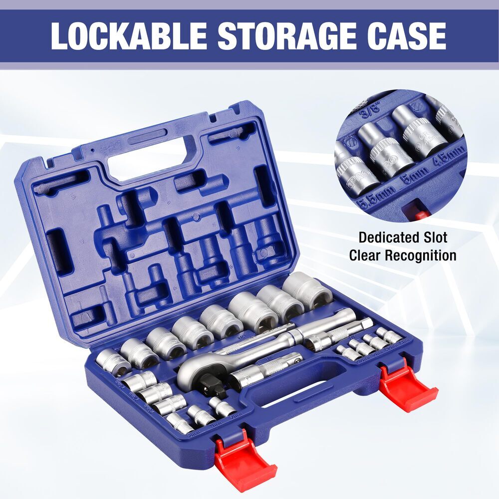 WORKPRO 22-Piece Socket Set with 3-in-1 Ratchet Handle by WORKPRO
