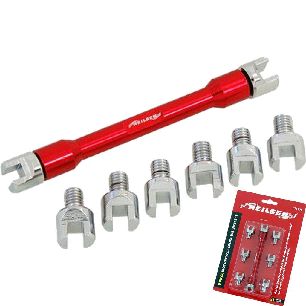 Neilsen Motorcycle 9pc Spoke Wrench Set Adjusts Tension Corrects