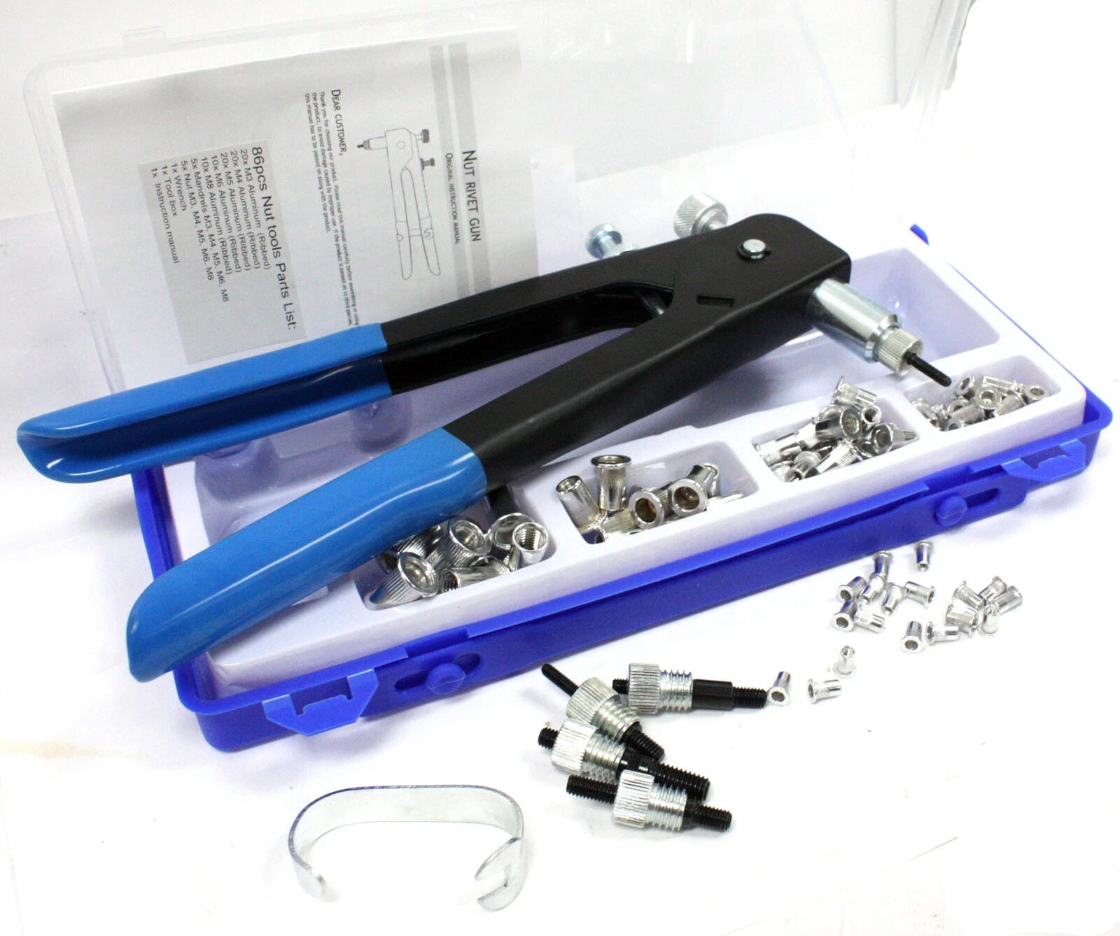 Blind Rivet Nut Threaded Insert Rivet Gun Rivnut Nutsert Riveting Kit