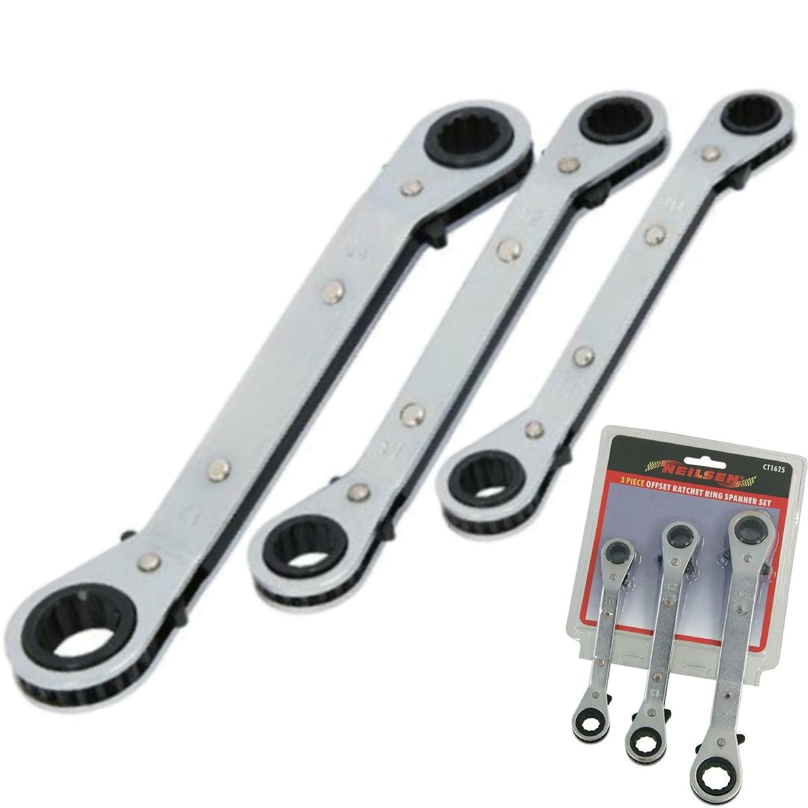 Neilsen 3pc Offset Ratchet Spanner Set