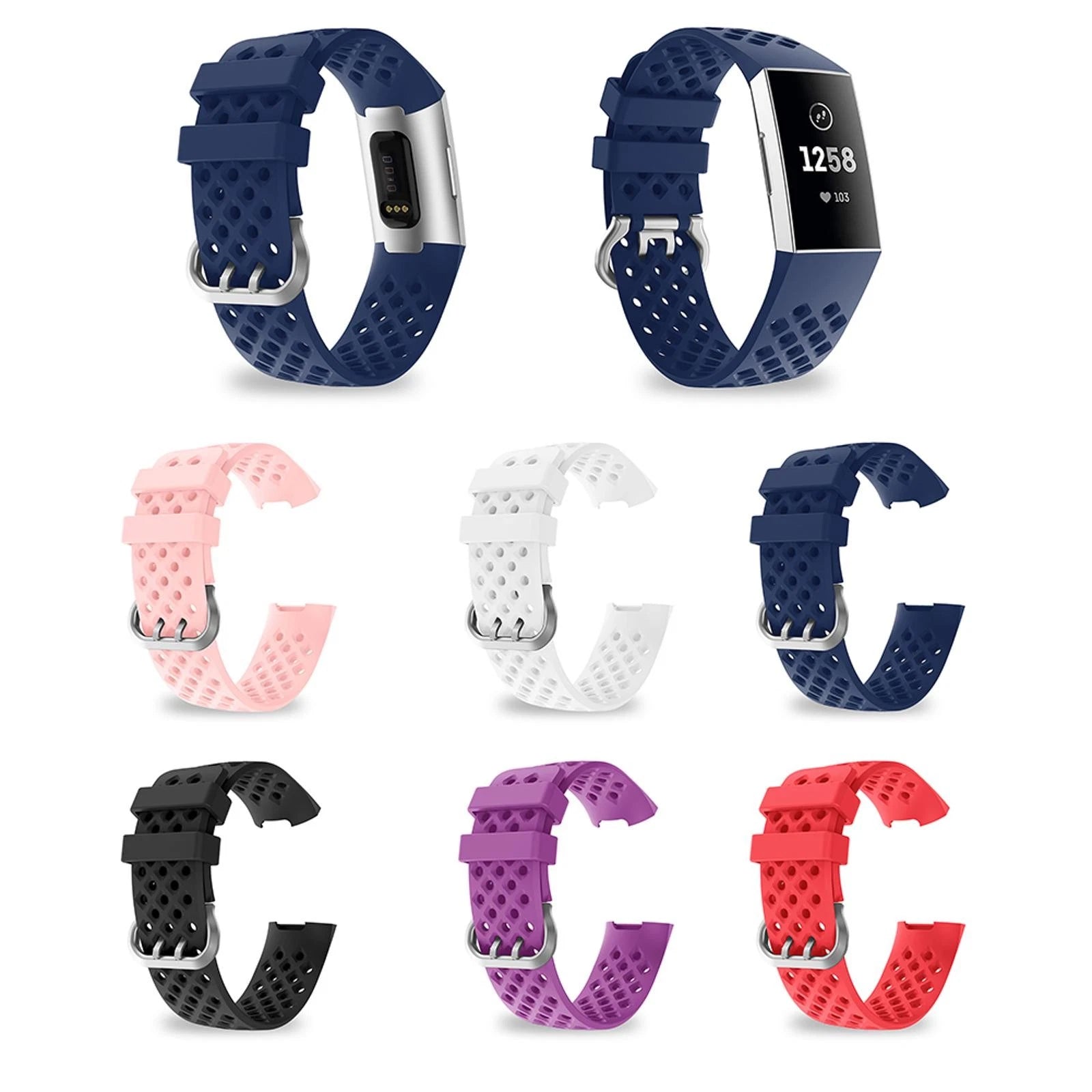 6 Colors Silicone Strap Bracelet Wristband Watch Band For Fitbit
