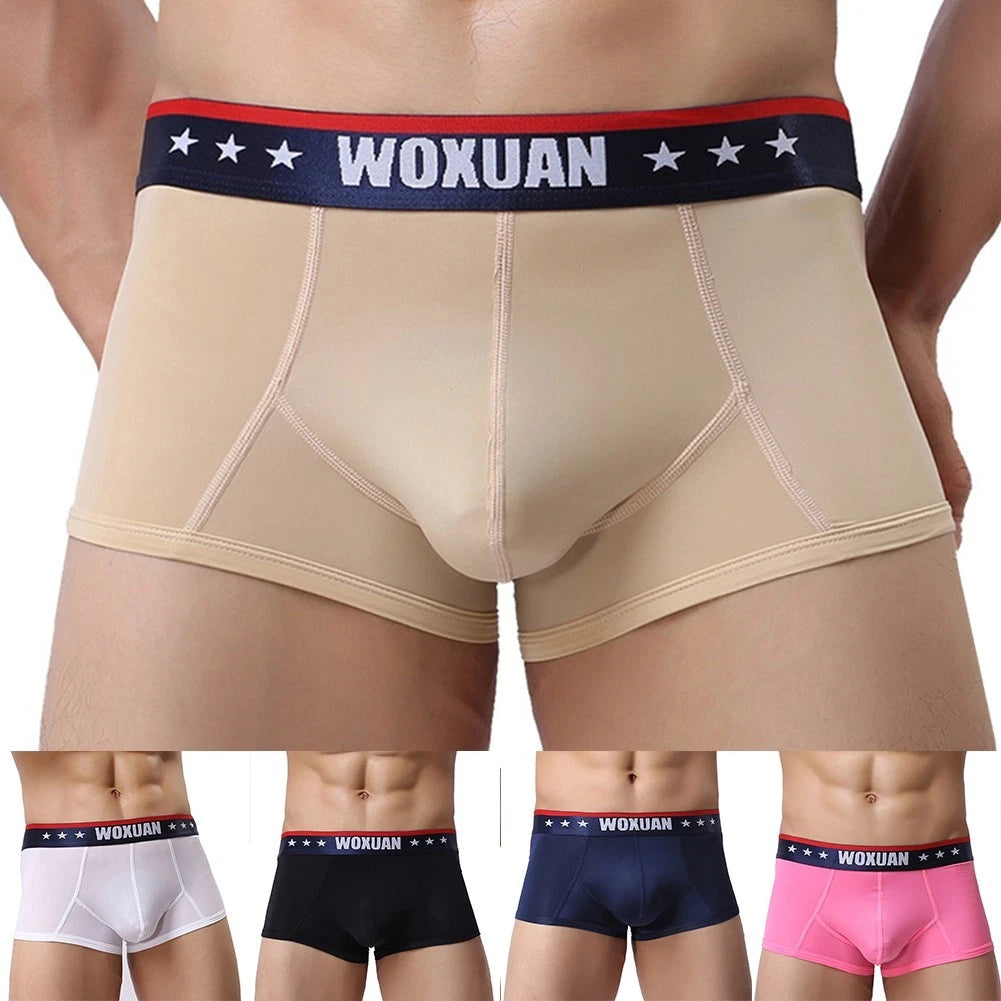 Breathable Ice Silk Men Underwear Stretch Sport Boxers Briefs