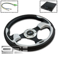 Nrg 320mm 6-hole Racing Steering Wheel Black Leather Silver Trim+horn