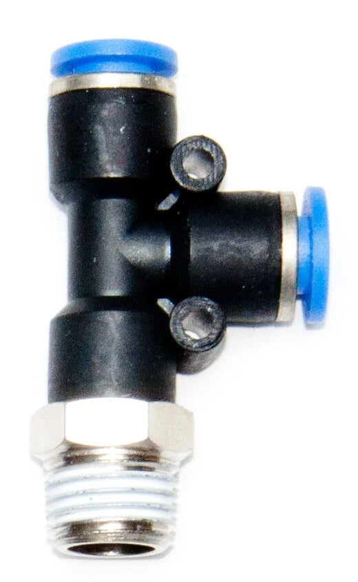 Tube Fitting Male Run Tee Push To Connect, 1/4" Tube X 1/4" Npt