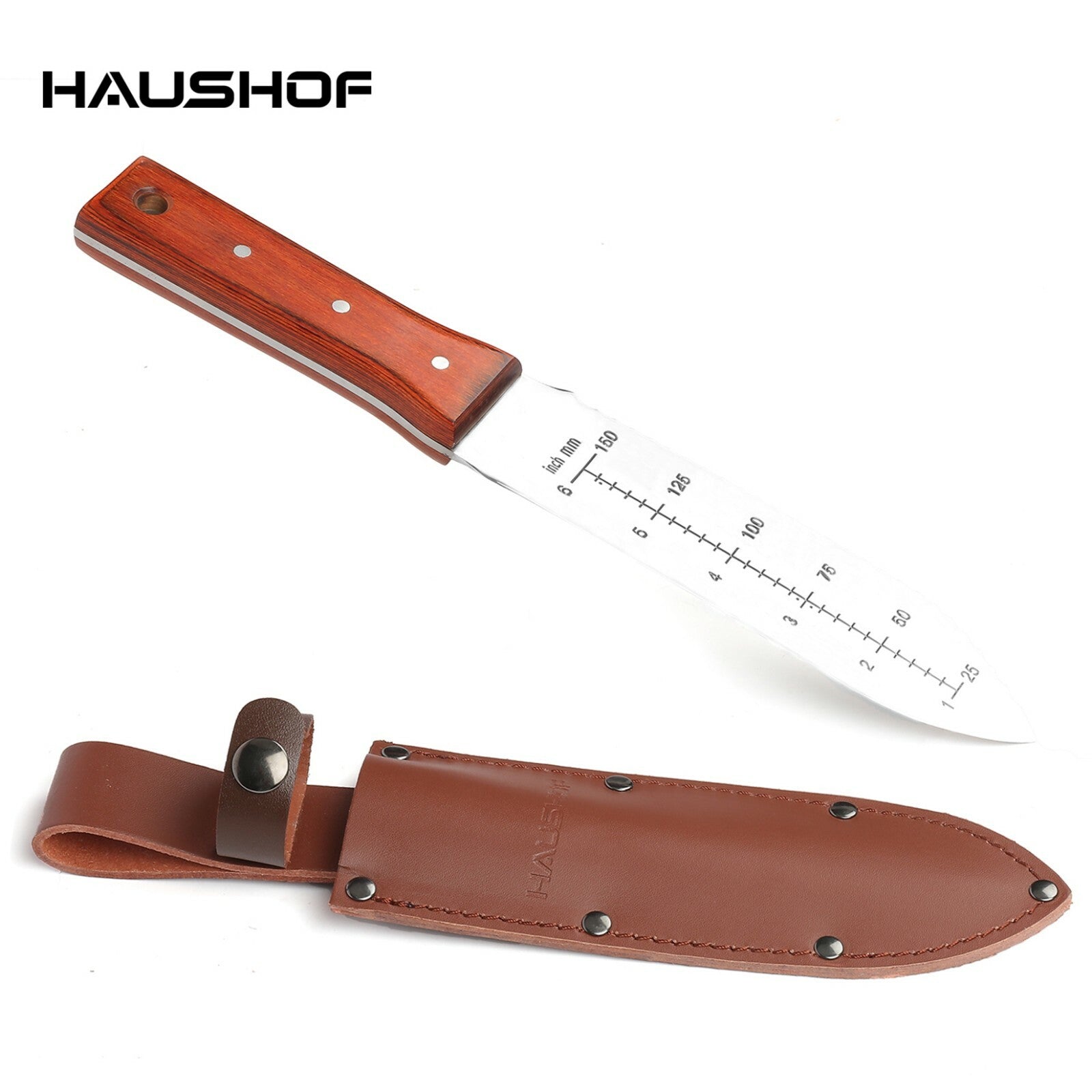 Haushof Hori Hori Garden Knife 7'' Blade Weeding & Digging Tool
