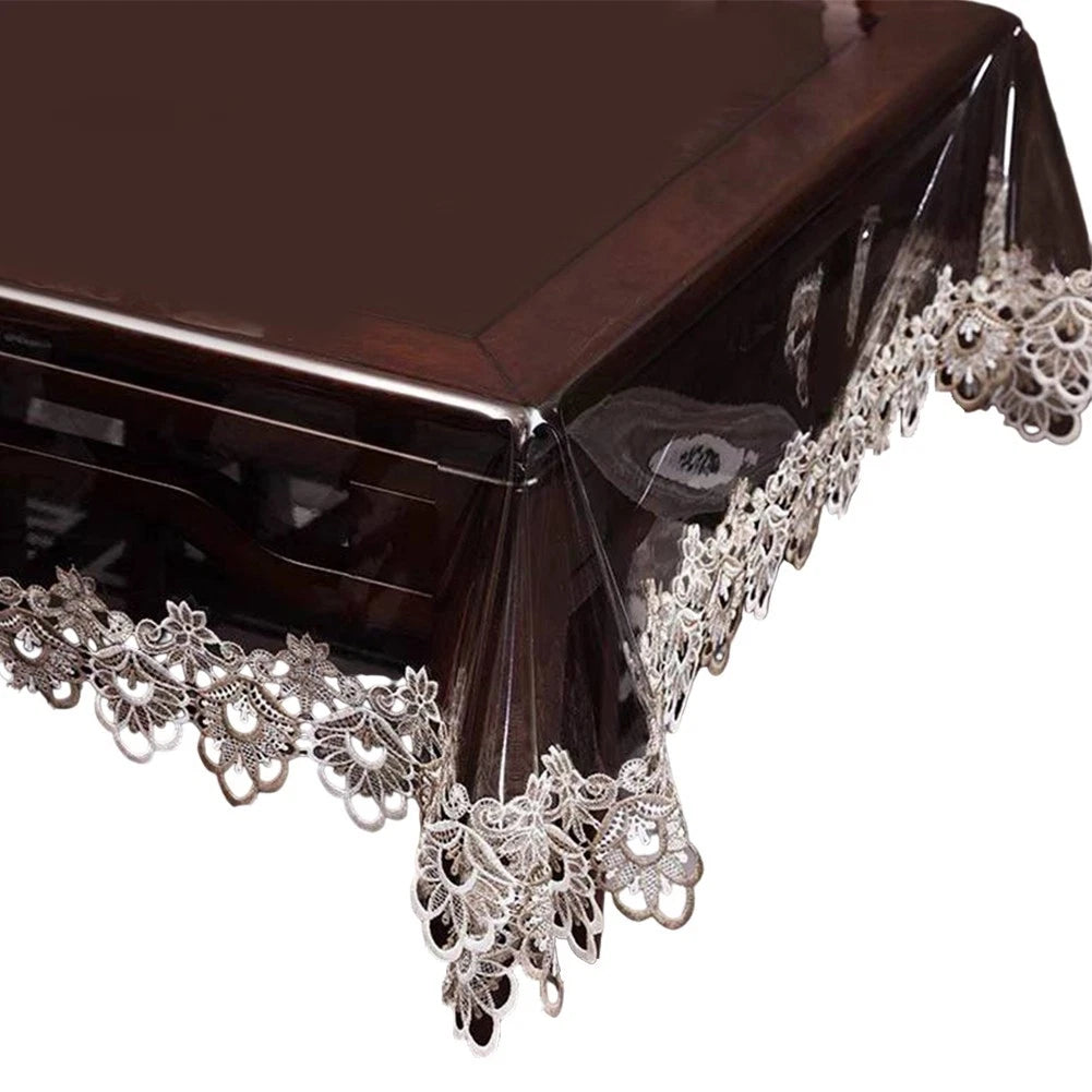 Clear Vinyl Tablecloth Eco Friendly Rectangle Design For Various